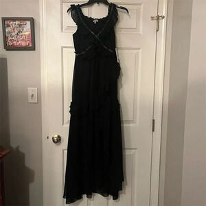 Tobi Black Ruffled Maxi Dress Sleeveless Formal S
